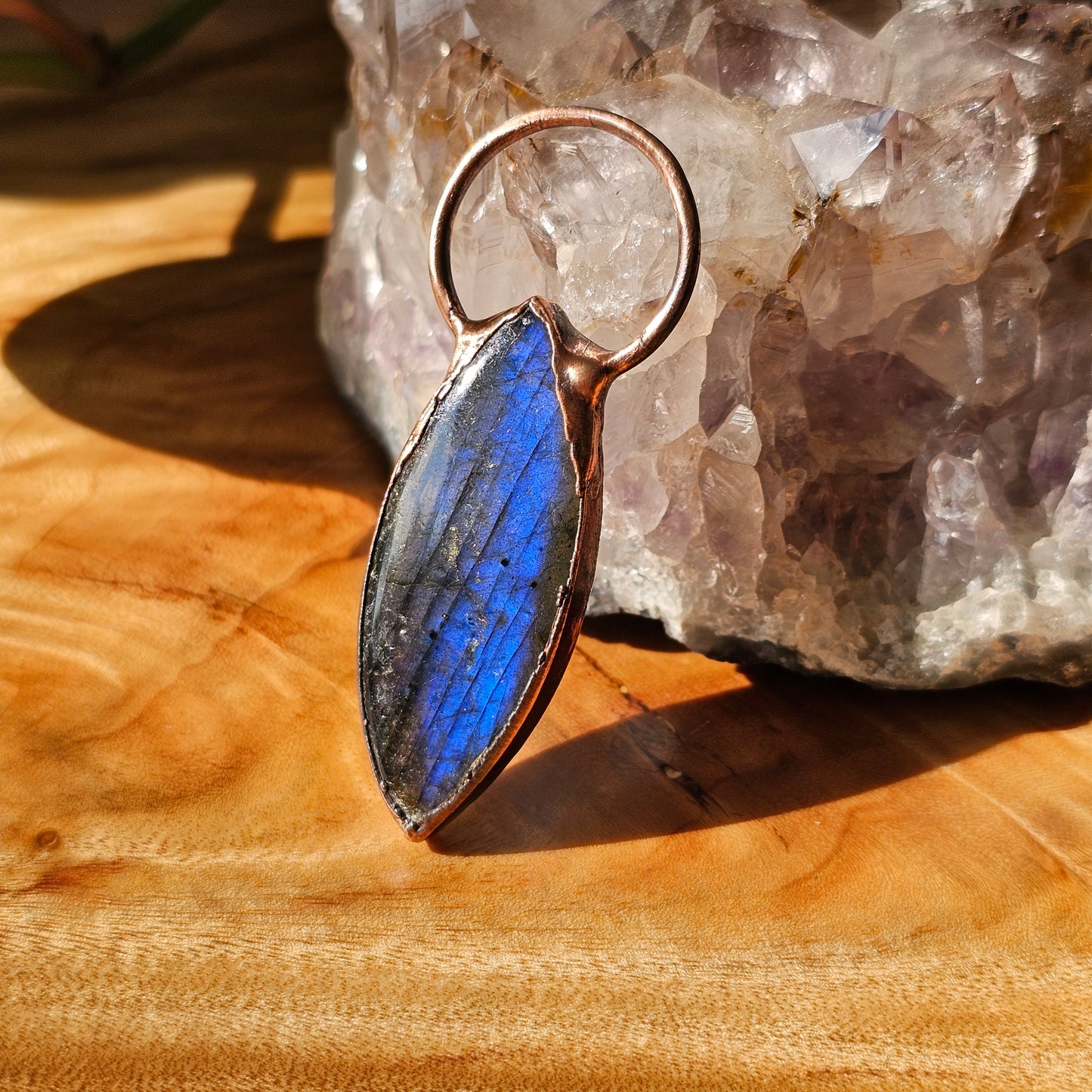 Blue Labradorite Copper Electroformed Pendant