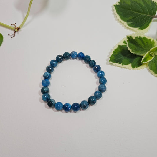 Blue Apatite Bead Elastic Bracelet