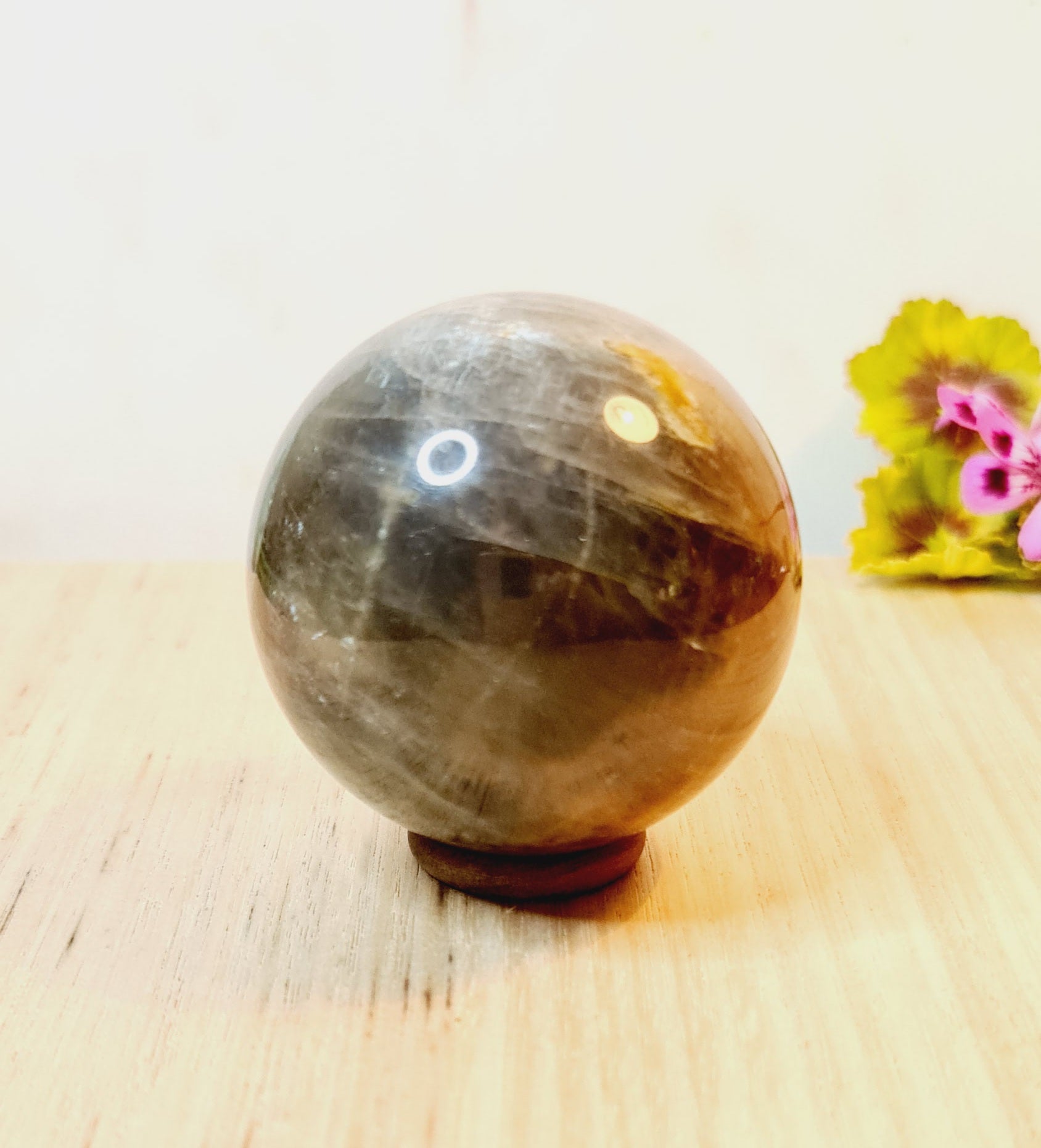 Black Moonstone Orthoclase Crystal Sphere Gemstone
