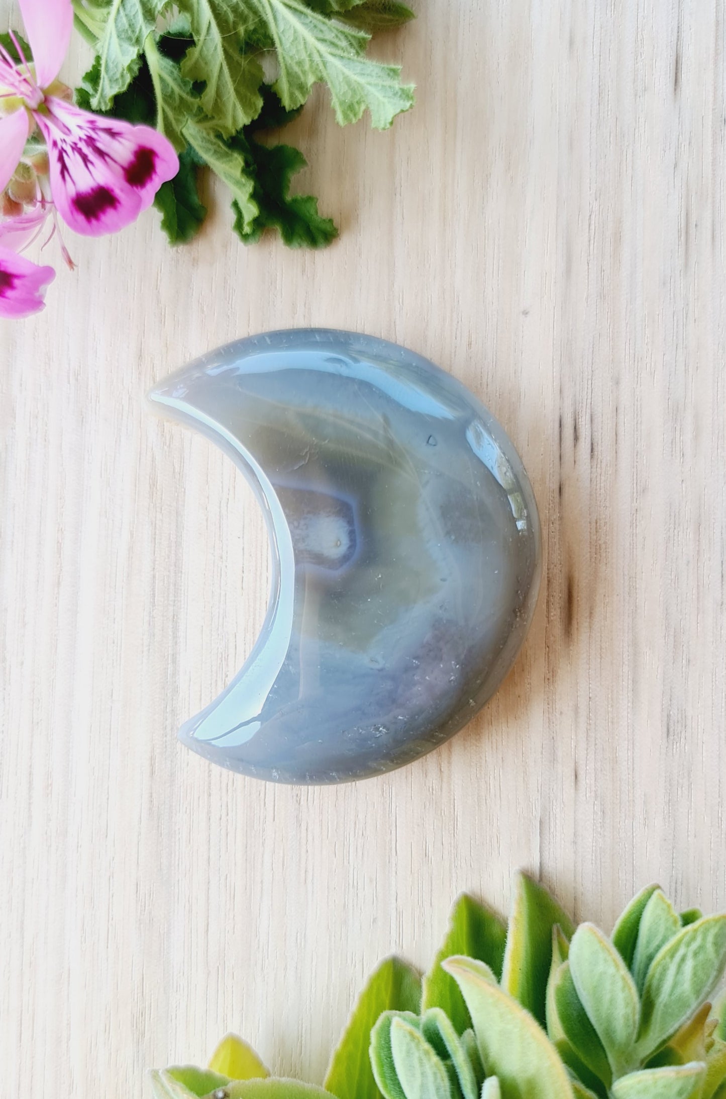 Agate Druzy Crystal Crescent Moon