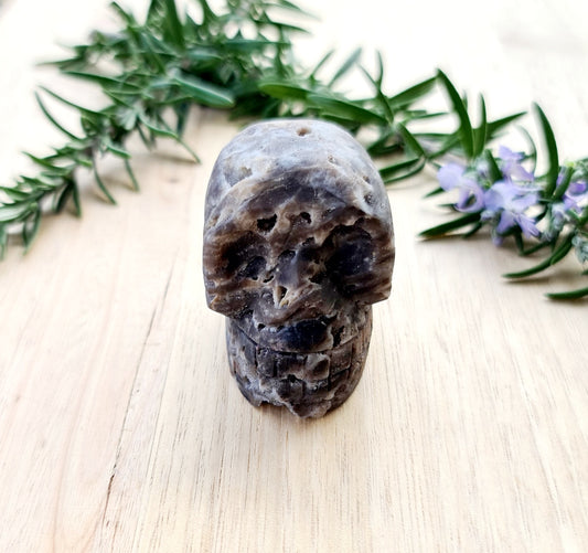Honeycomb Agate Skull with Druzy