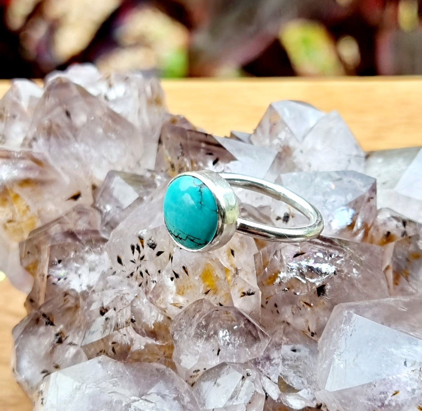 Turquoise Sterling Silver Stackable Ring Sz 9