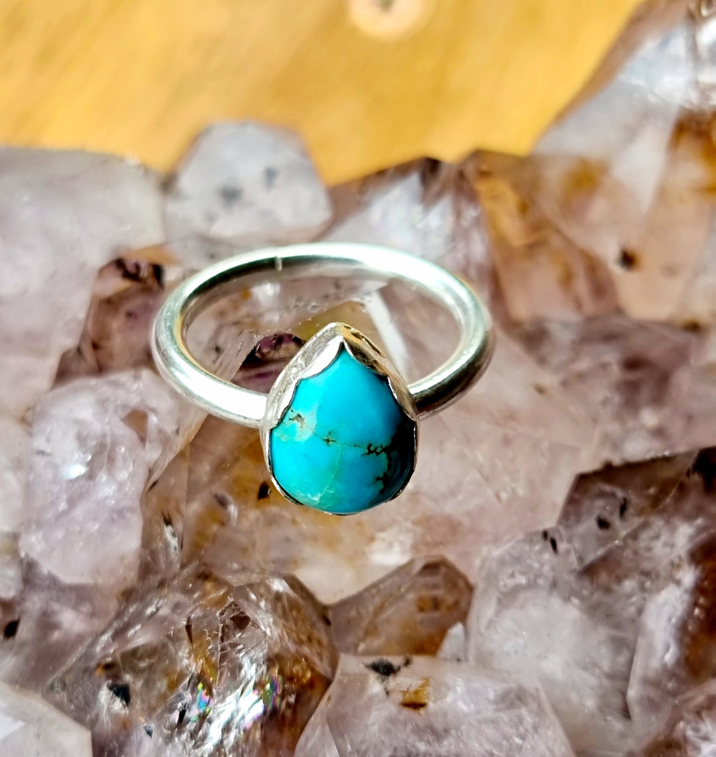 Turquoise Sterling Silver Stackable Ring Sz 8.25