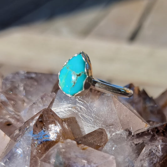 Turquoise Sterling Silver Stackable Ring Sz 8.25